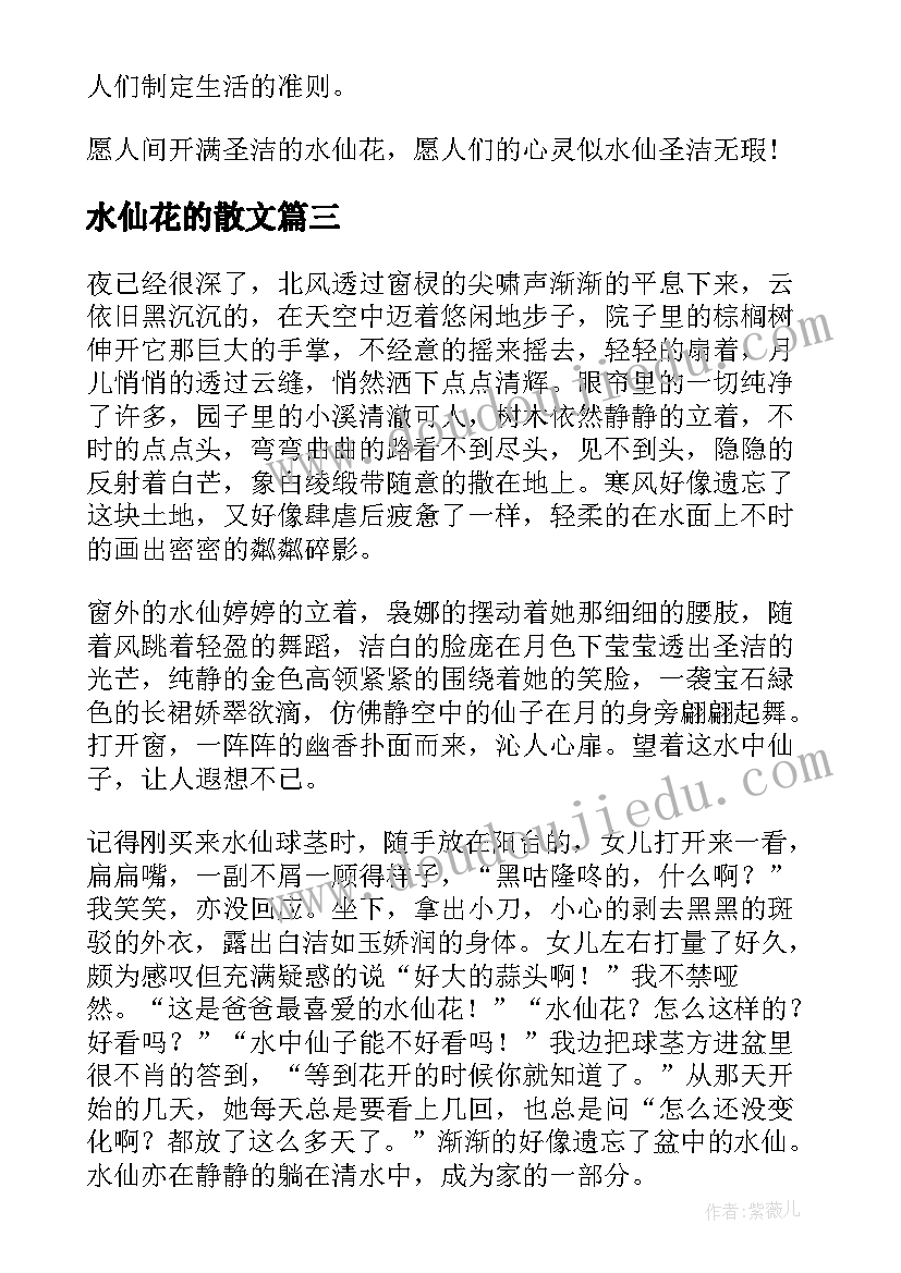 最新水仙花的散文(模板5篇)