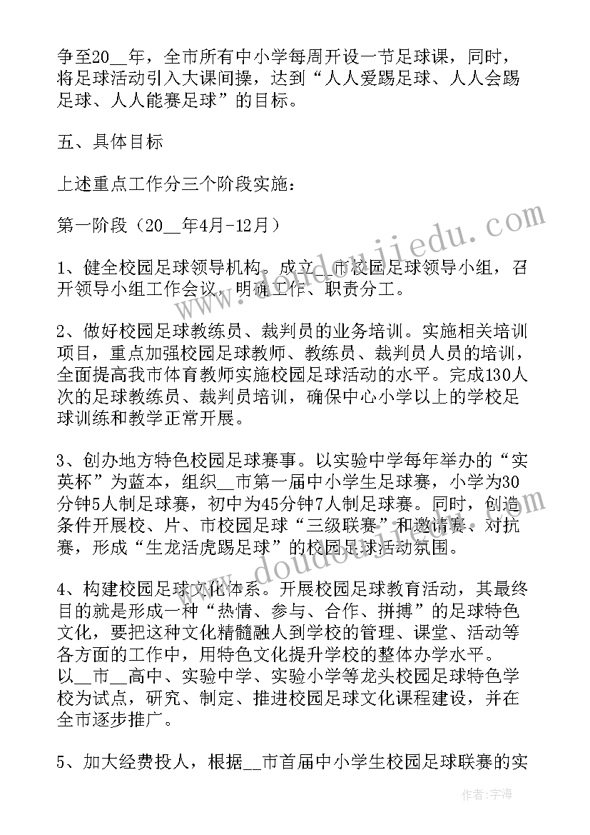 足球训练课计划 校园足球工作计划(汇总5篇)