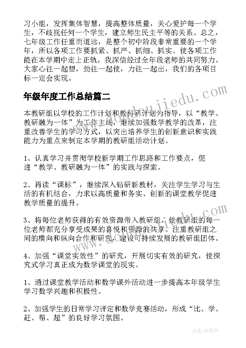 年级年度工作总结(精选10篇)