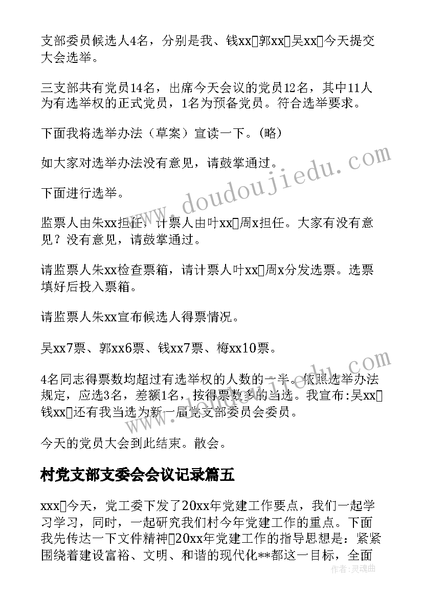 2023年村党支部支委会会议记录(通用5篇)