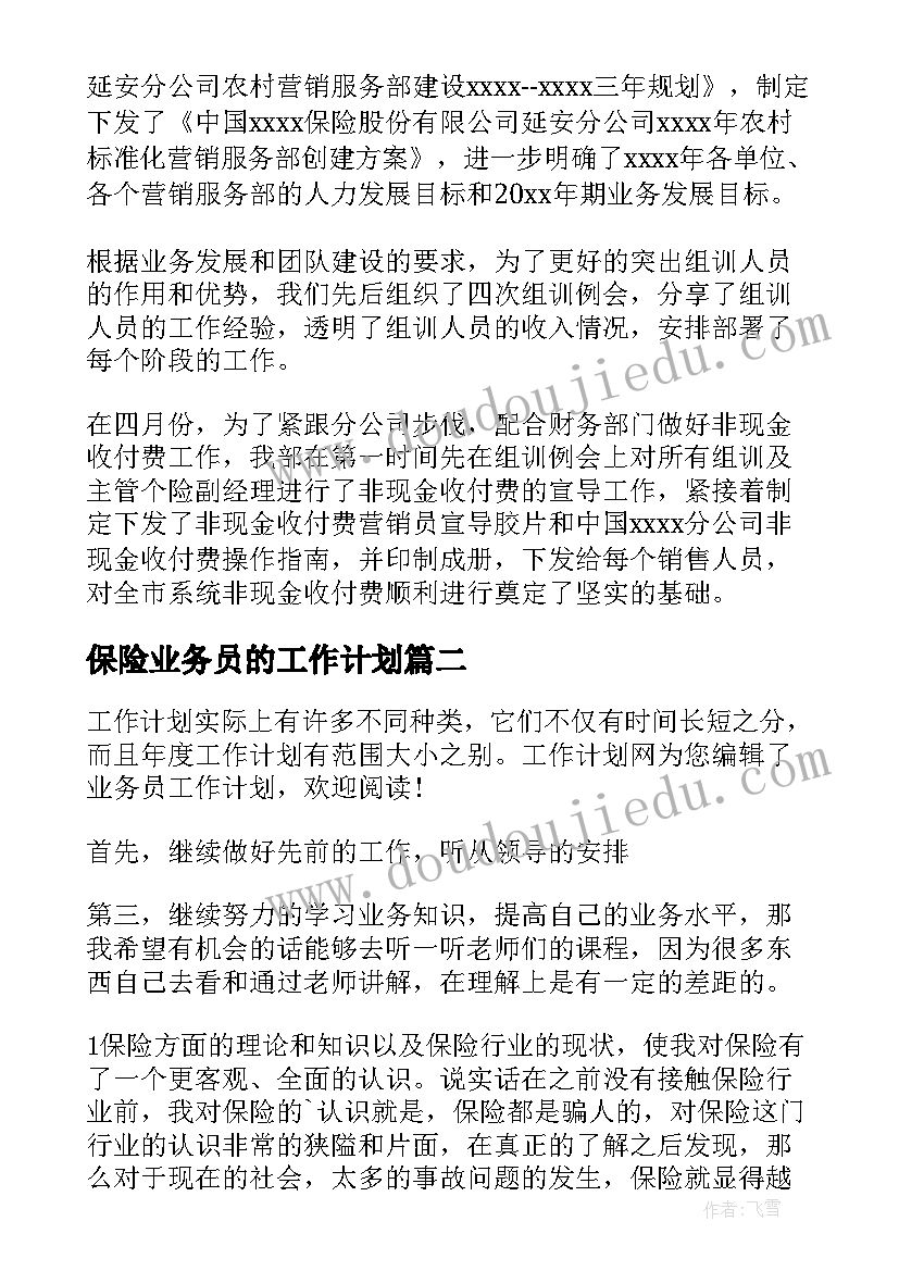 2023年保险业务员的工作计划(精选6篇)