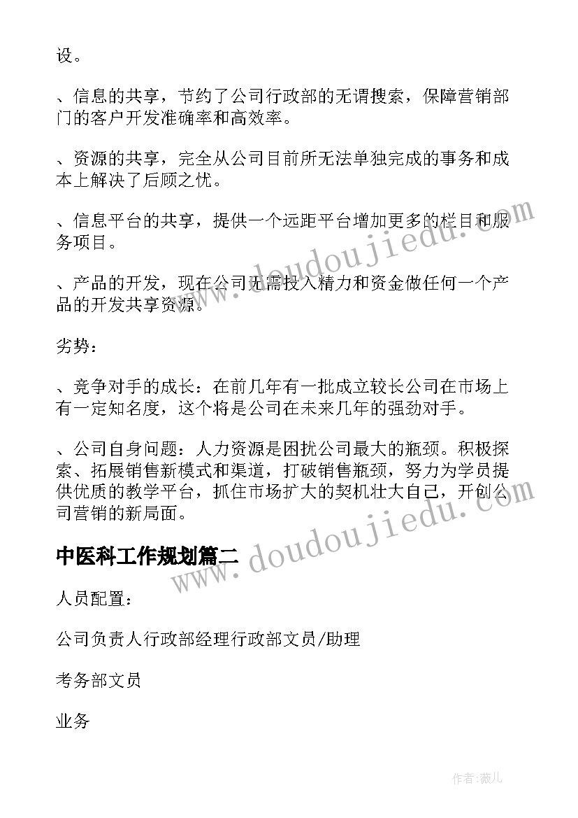 2023年中医科工作规划(通用8篇)