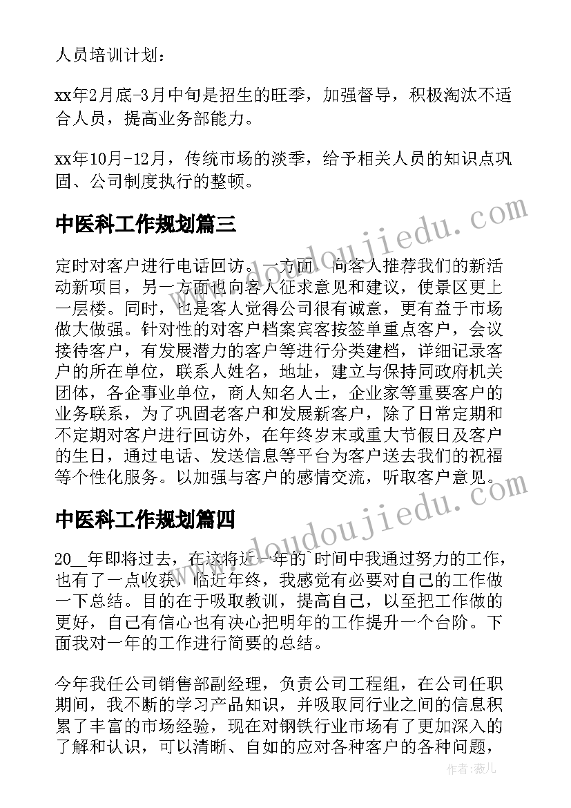 2023年中医科工作规划(通用8篇)