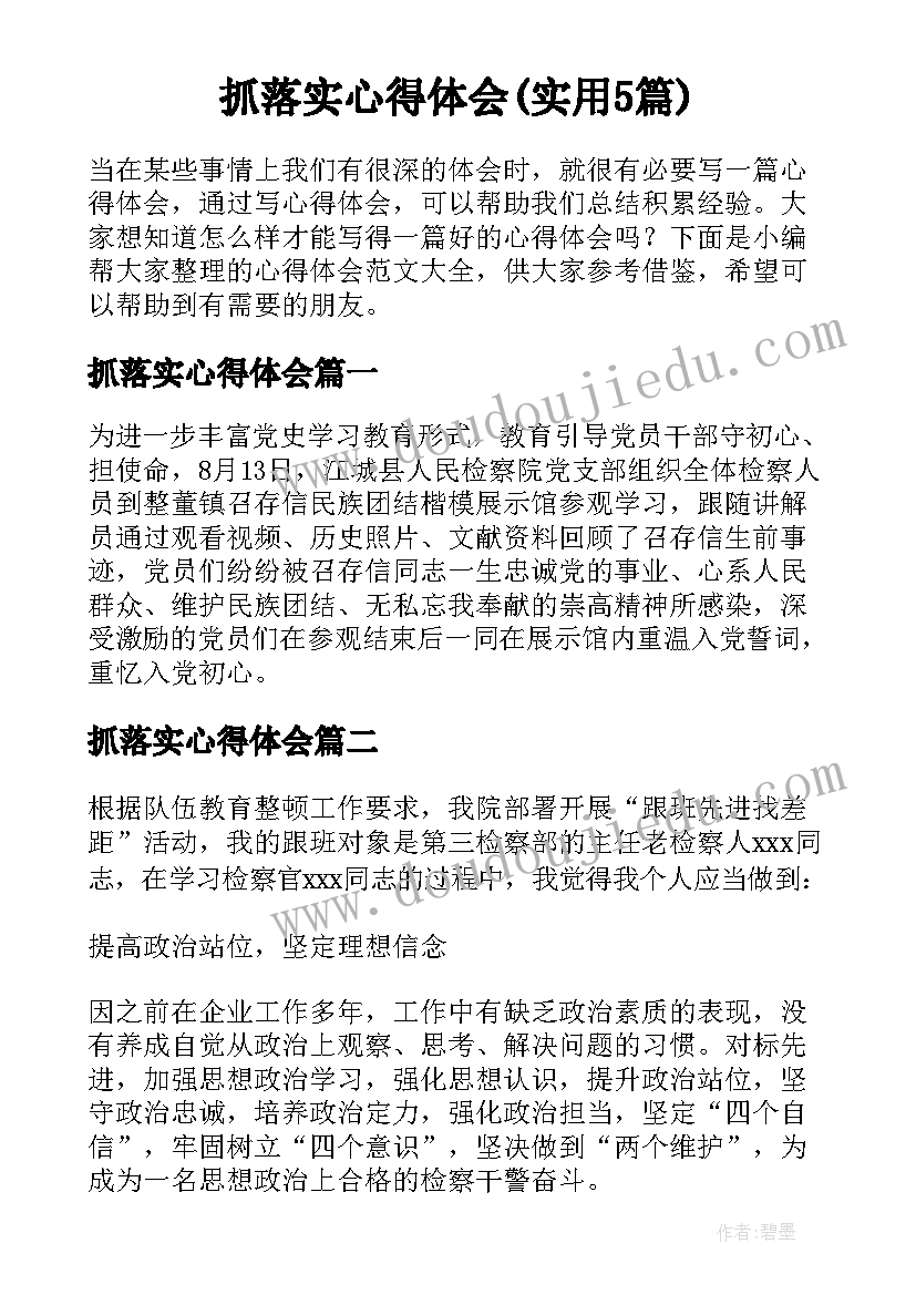 抓落实心得体会(实用5篇)