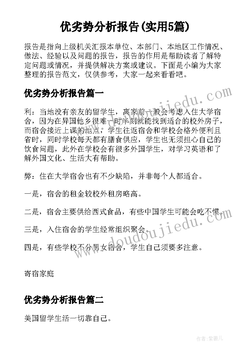 优劣势分析报告(实用5篇)