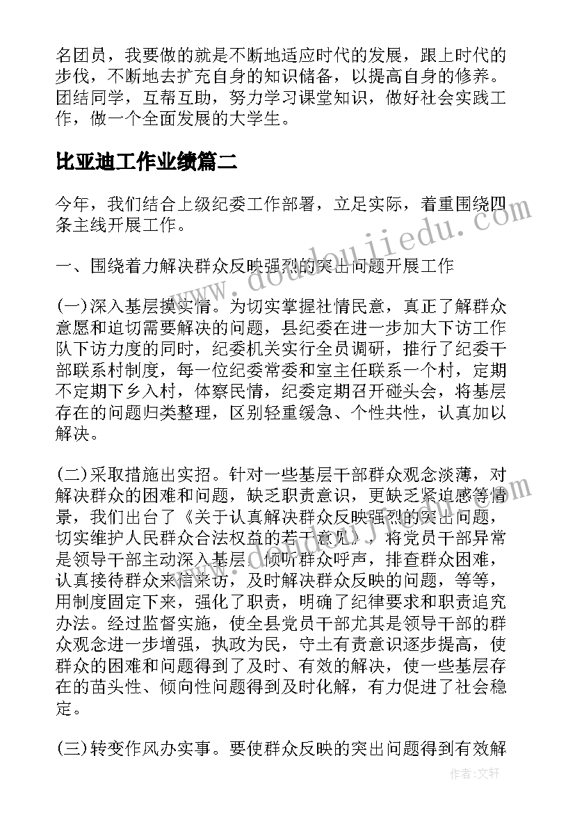 最新比亚迪工作业绩 回顾这一年来的纪检工作总结(通用5篇)