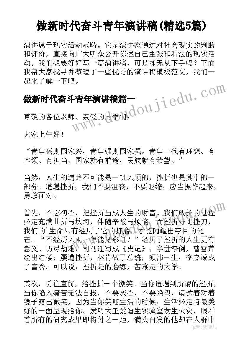 做新时代奋斗青年演讲稿(精选5篇)