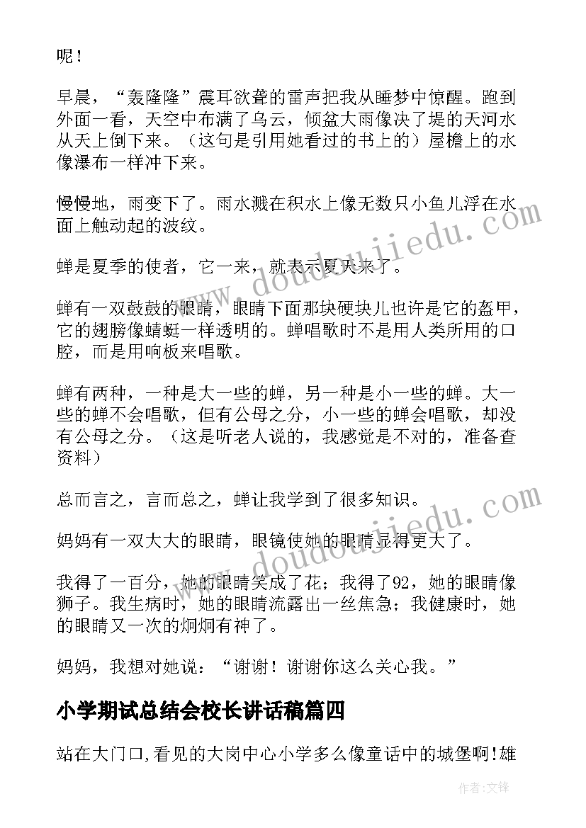 2023年小学期试总结会校长讲话稿(实用8篇)