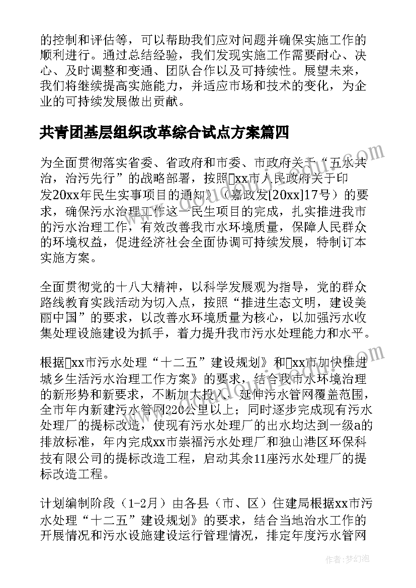 2023年共青团基层组织改革综合试点方案(实用10篇)