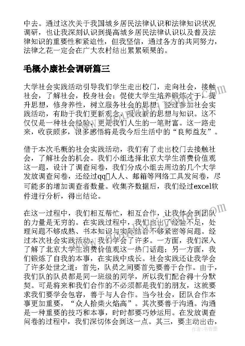 毛概小康社会调研 毛概社会实践报告选题(模板5篇)