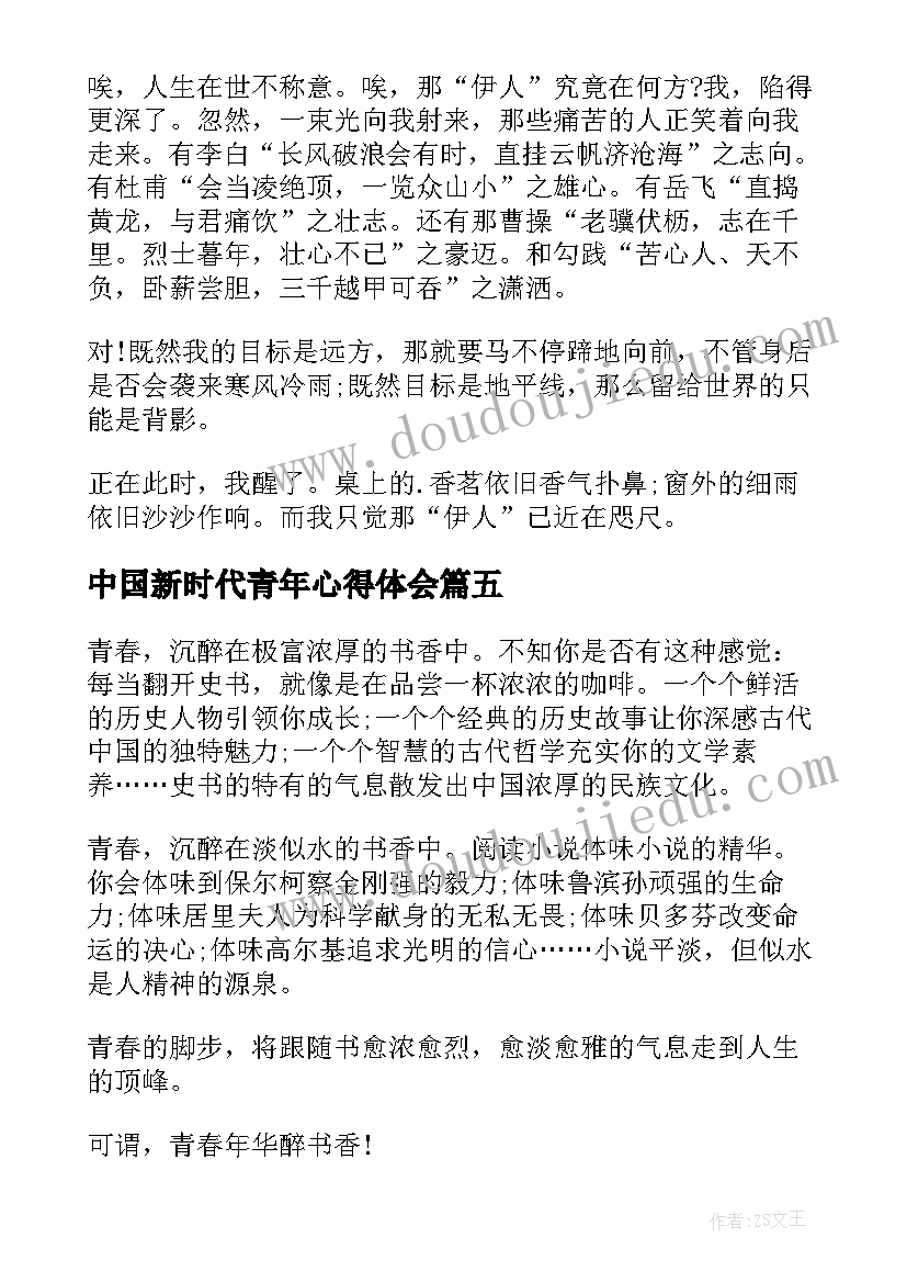 2023年中国新时代青年心得体会(大全10篇)