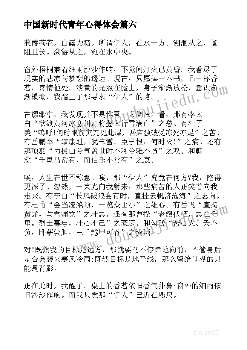 2023年中国新时代青年心得体会(大全10篇)