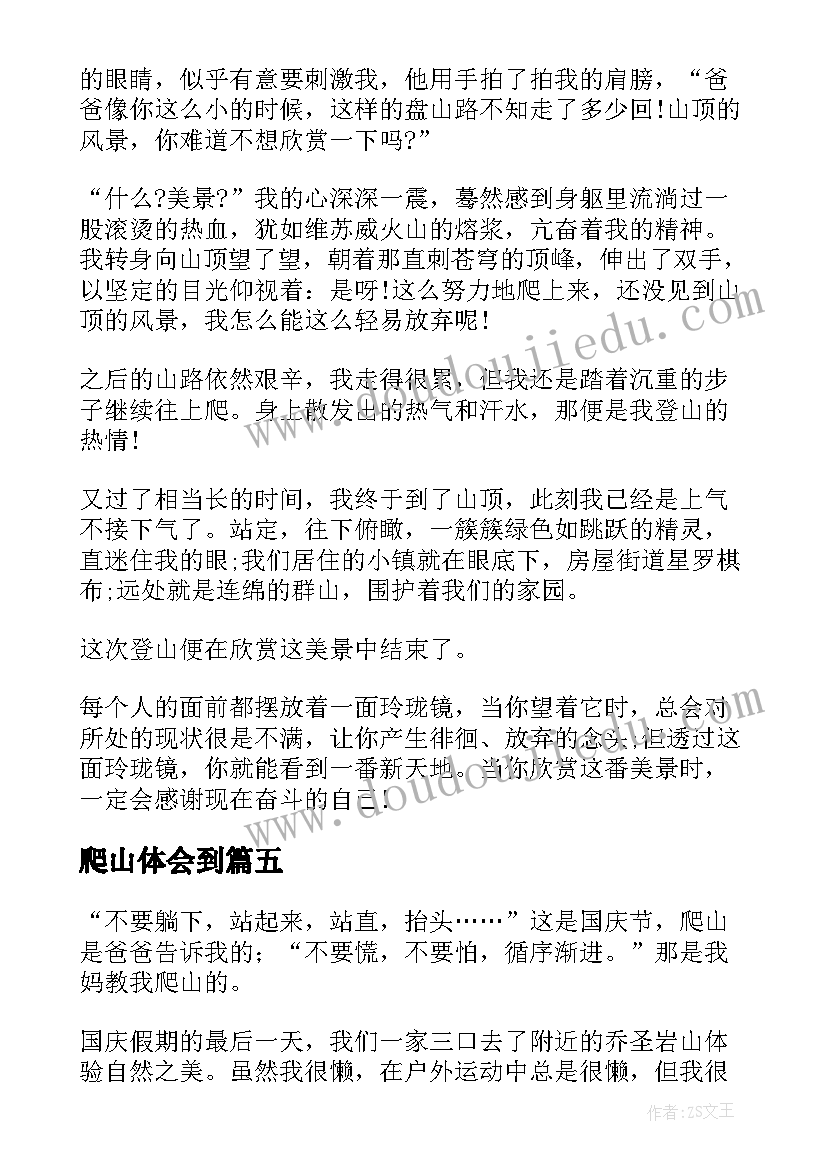 爬山体会到 爬山心得体会(优秀5篇)