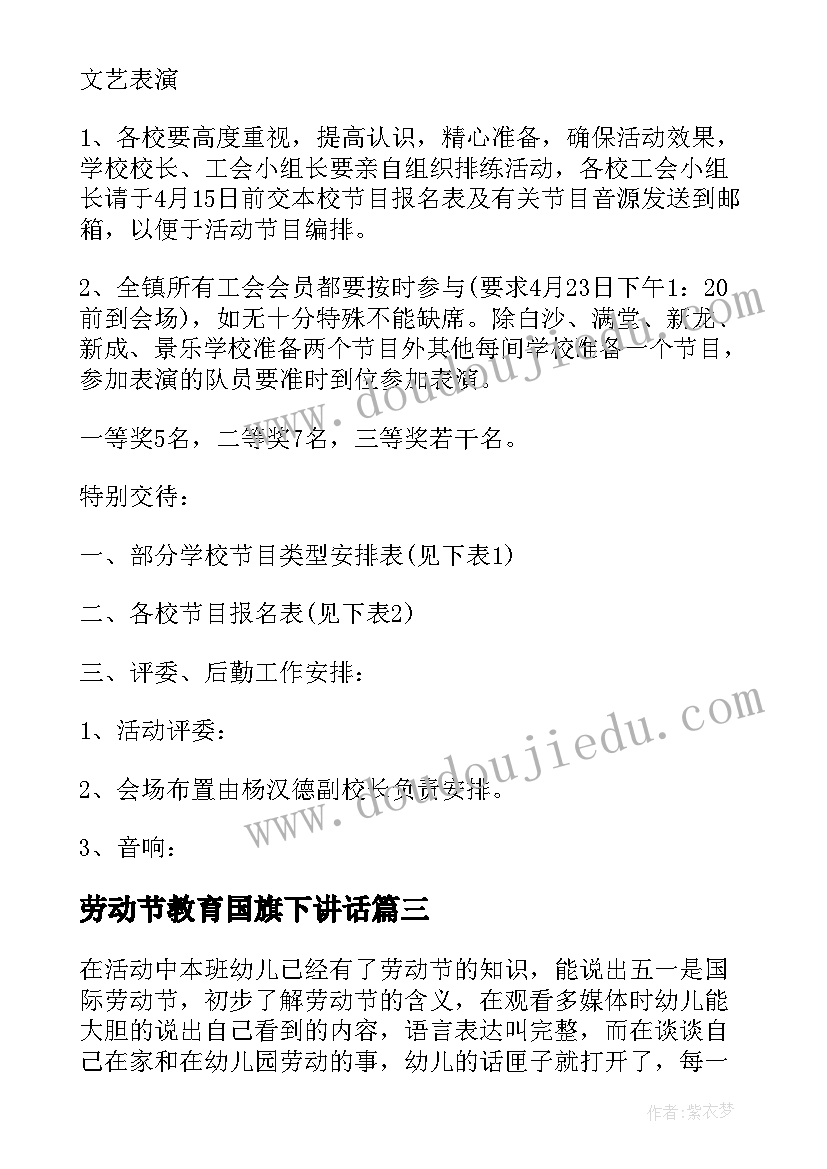 2023年劳动节教育国旗下讲话 教案五一劳动节安全教育(汇总10篇)