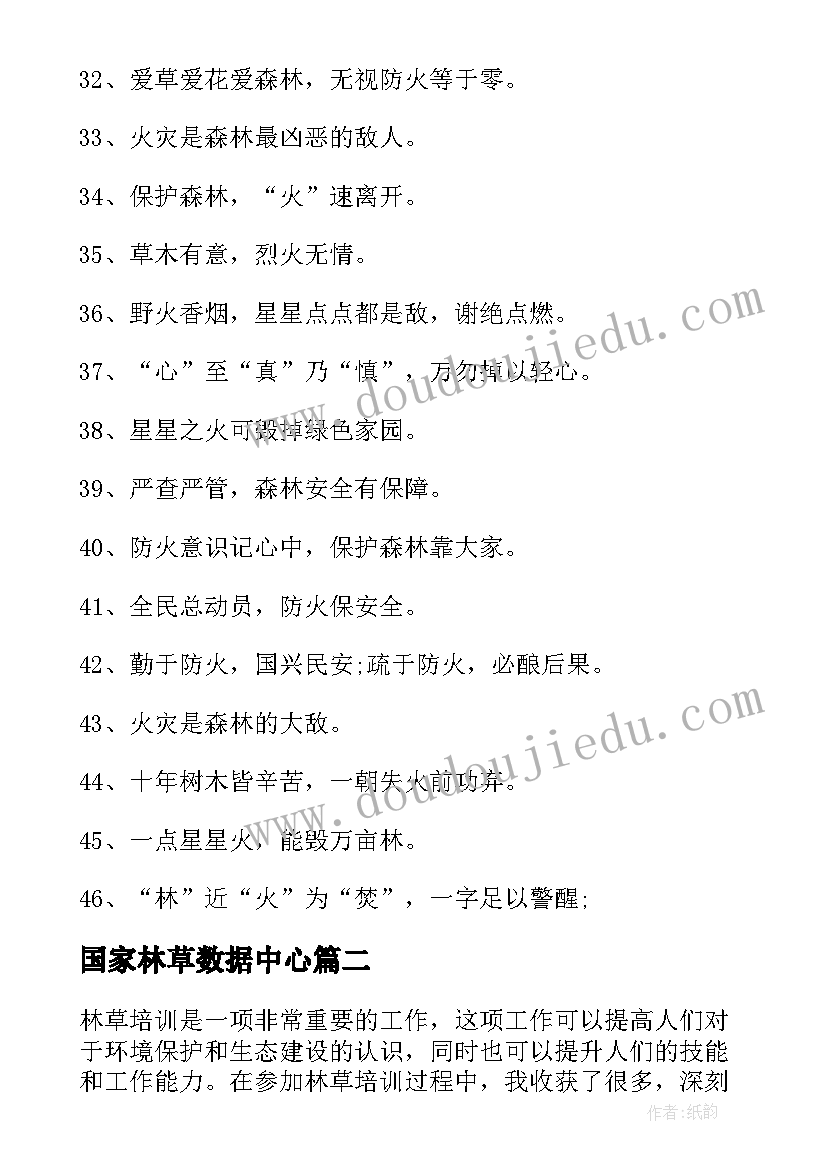 2023年国家林草数据中心 森林草原防火标语(优质10篇)