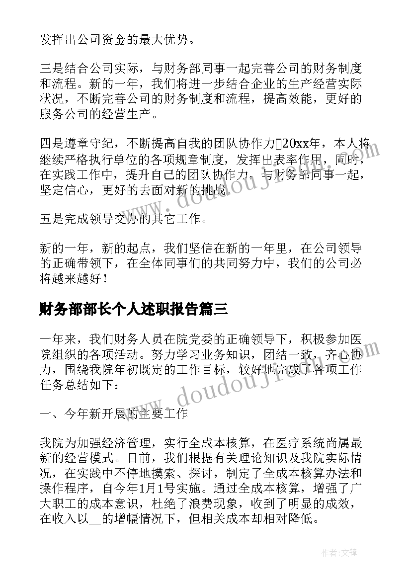 最新财务部部长个人述职报告 财务部长个人述职报告(精选5篇)