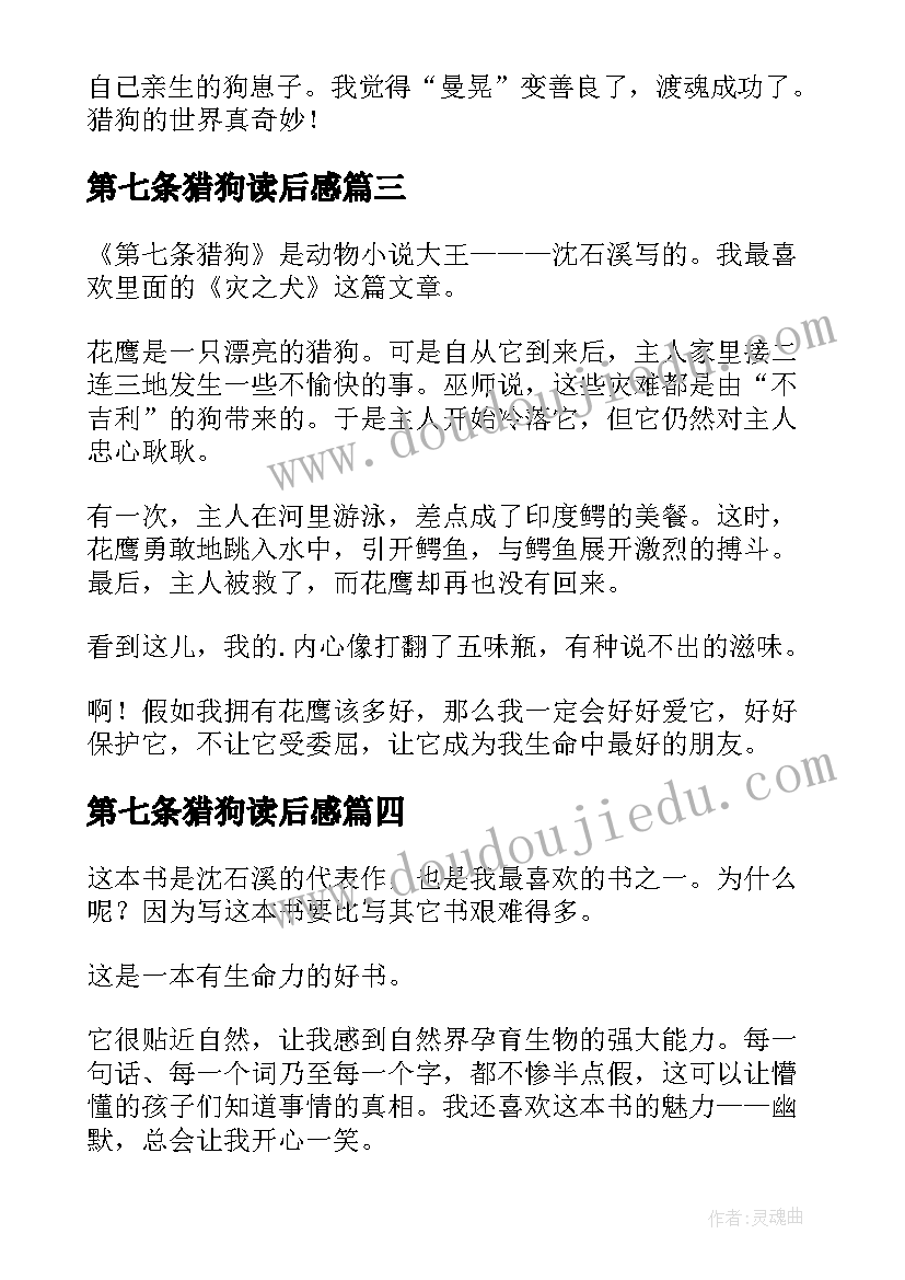 第七条猎狗读后感(精选9篇)