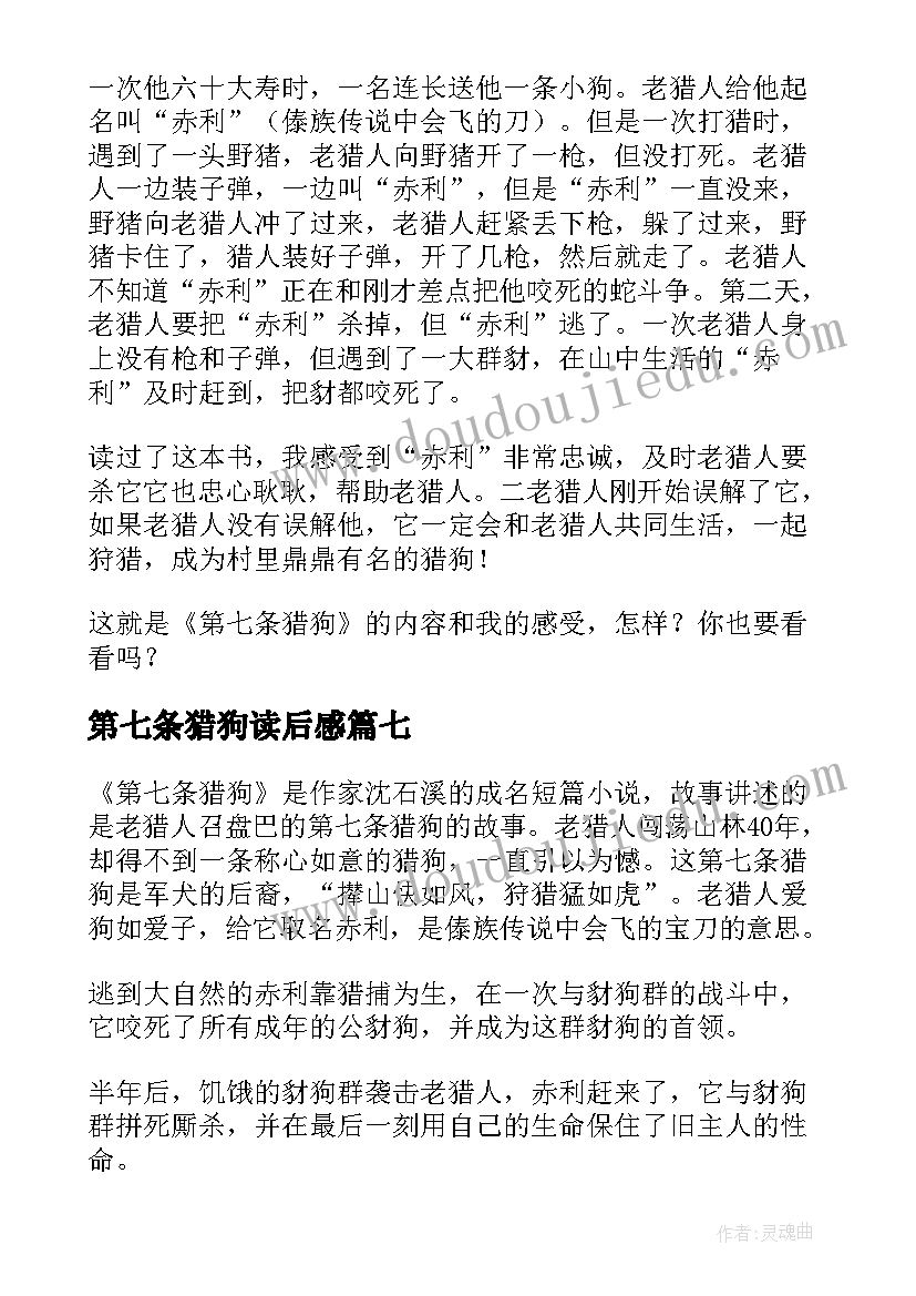 第七条猎狗读后感(精选9篇)