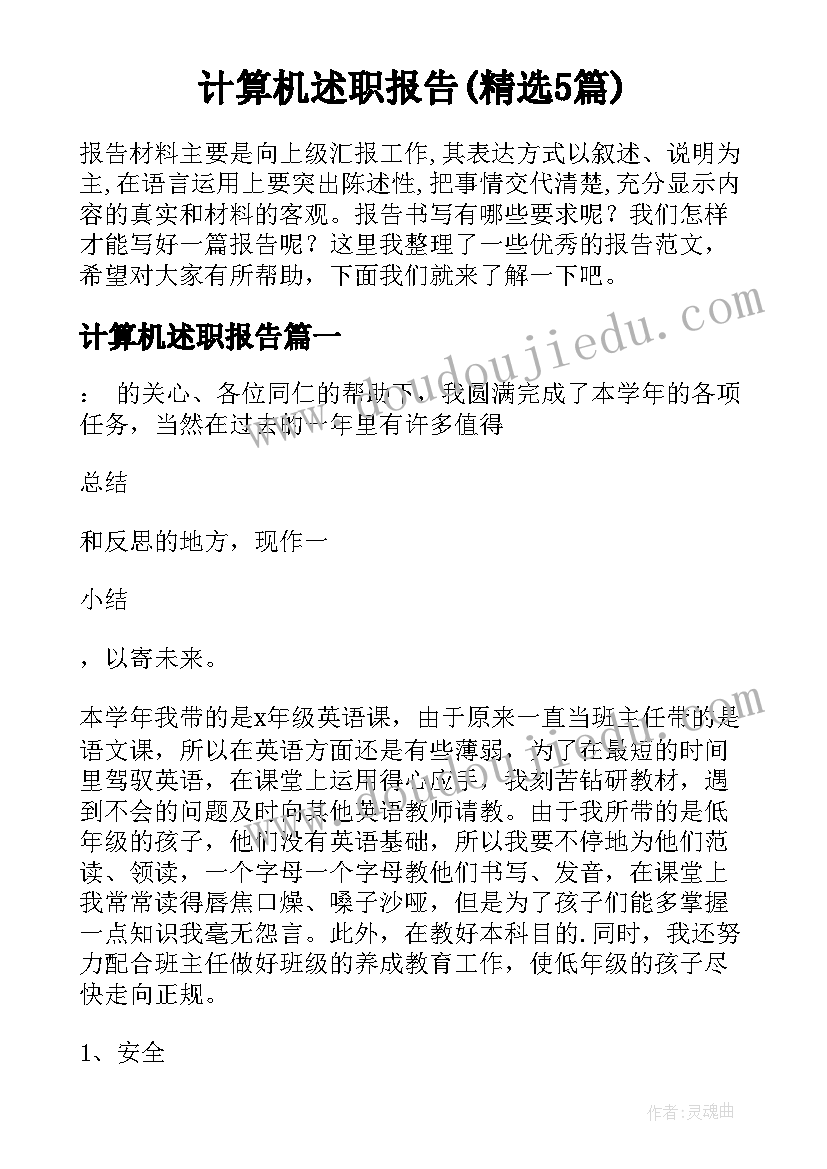 计算机述职报告(精选5篇)