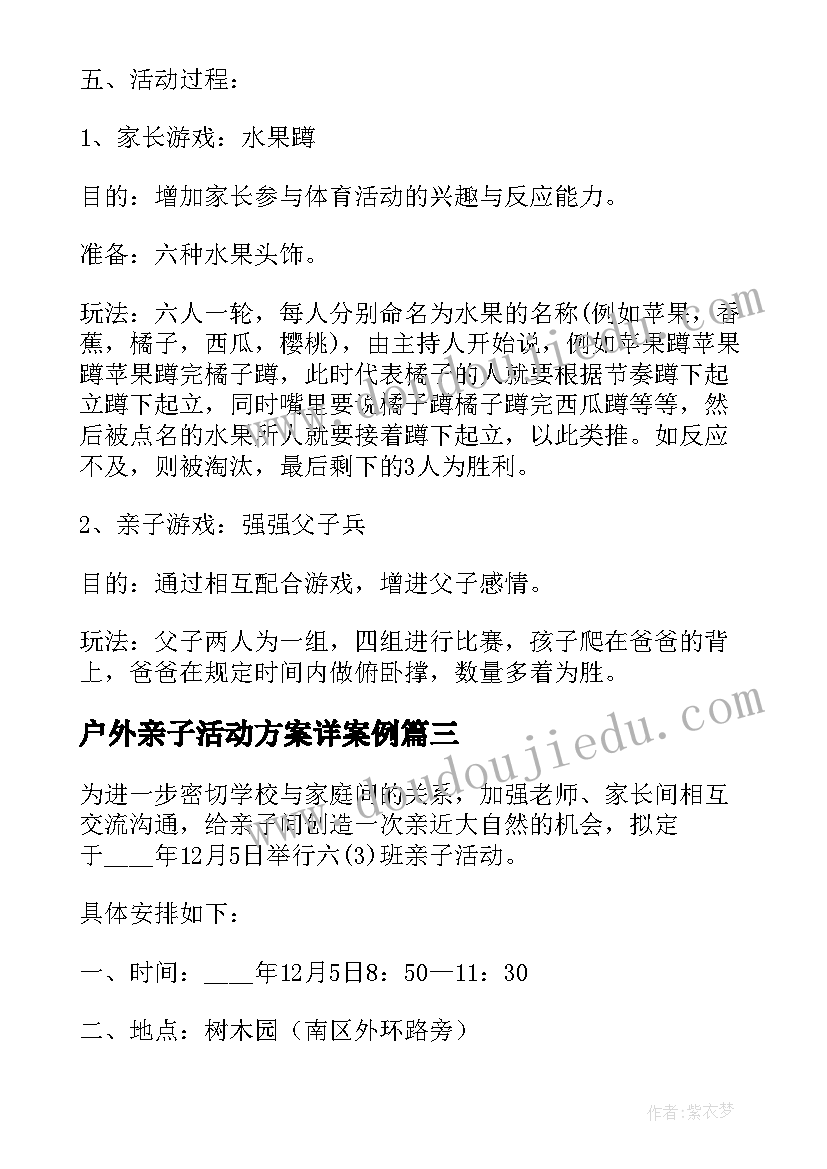 2023年户外亲子活动方案详案例 大班亲子户外活动方案(大全7篇)