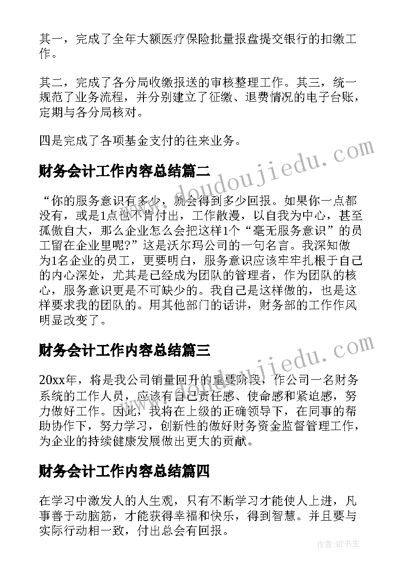 2023年财务会计工作内容总结 财务会计年终工作总结(模板7篇)