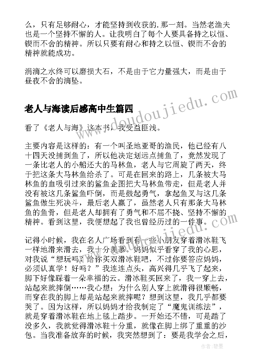 2023年老人与海读后感高中生(精选5篇)