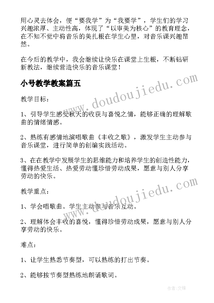 2023年小号教学教案(模板5篇)