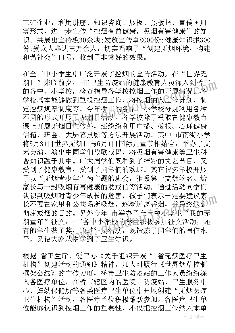 最新无烟活动总结(通用5篇)