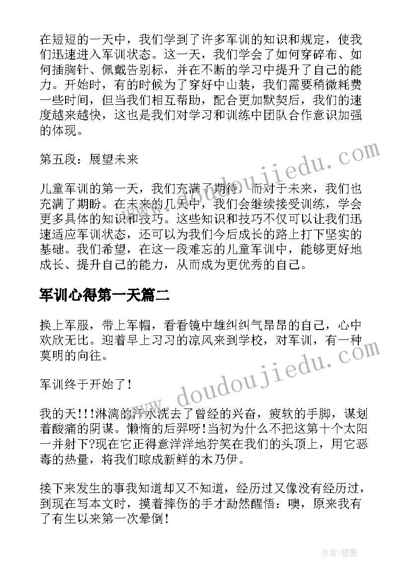 最新军训心得第一天(大全9篇)