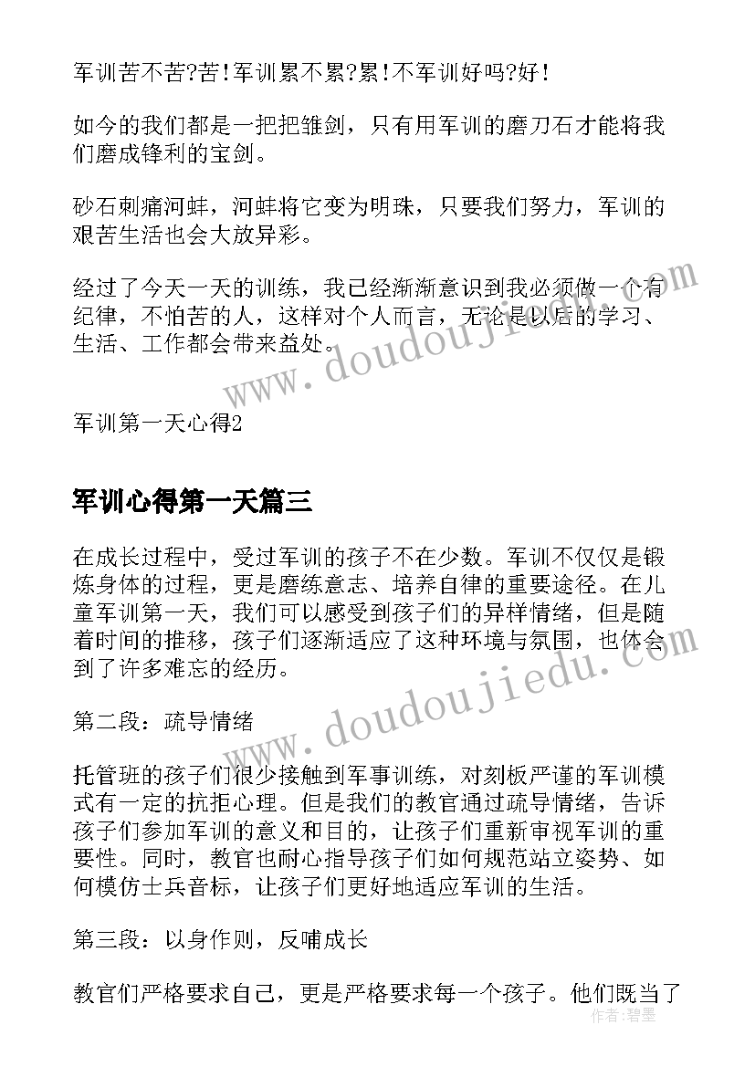 最新军训心得第一天(大全9篇)