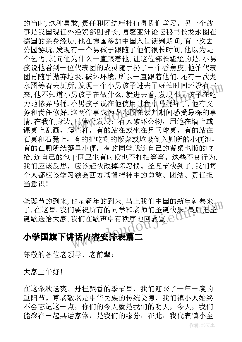 2023年小学国旗下讲话内容安排表 小学国旗下领导讲话稿内容(实用5篇)