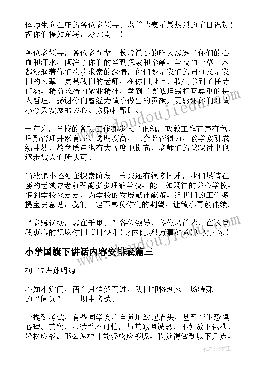 2023年小学国旗下讲话内容安排表 小学国旗下领导讲话稿内容(实用5篇)