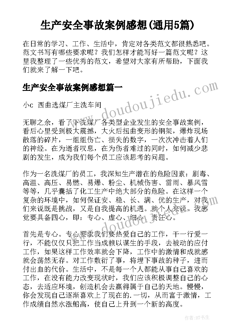 生产安全事故案例感想(通用5篇)