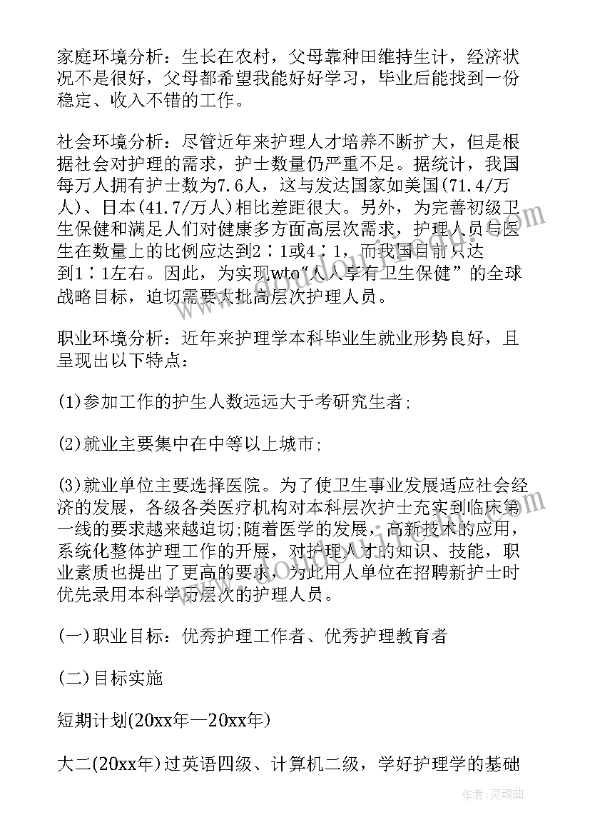 2023年护理职业生涯规划书职业决策 护理职业生涯规划书护理职业生涯规划书(实用7篇)