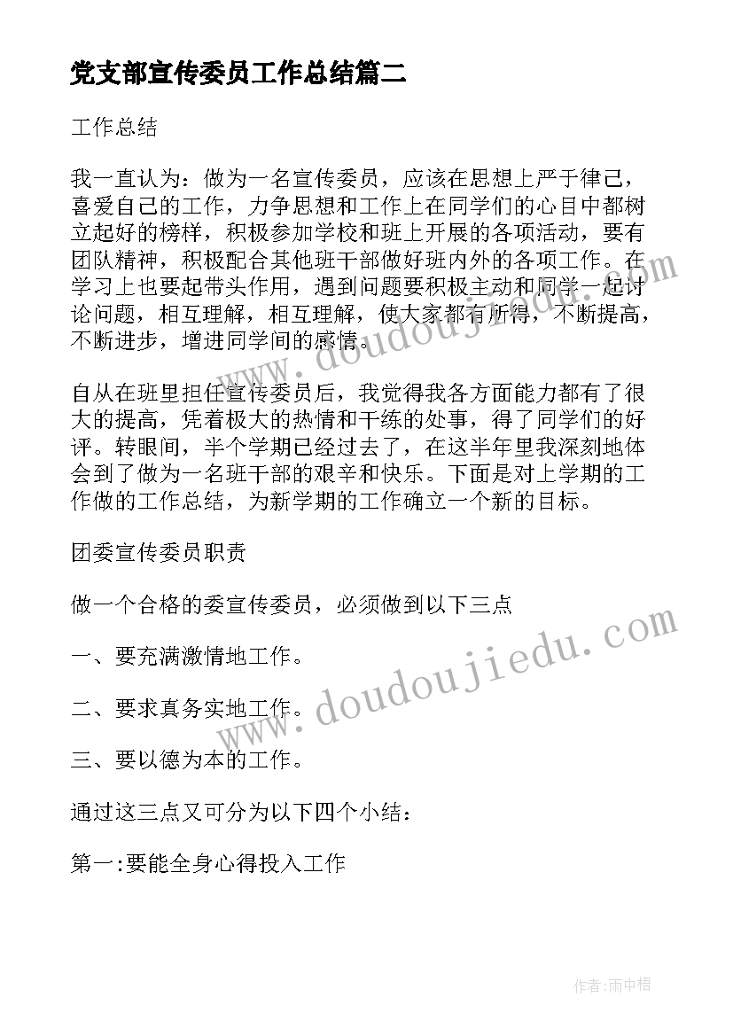 党支部宣传委员工作总结(实用6篇)