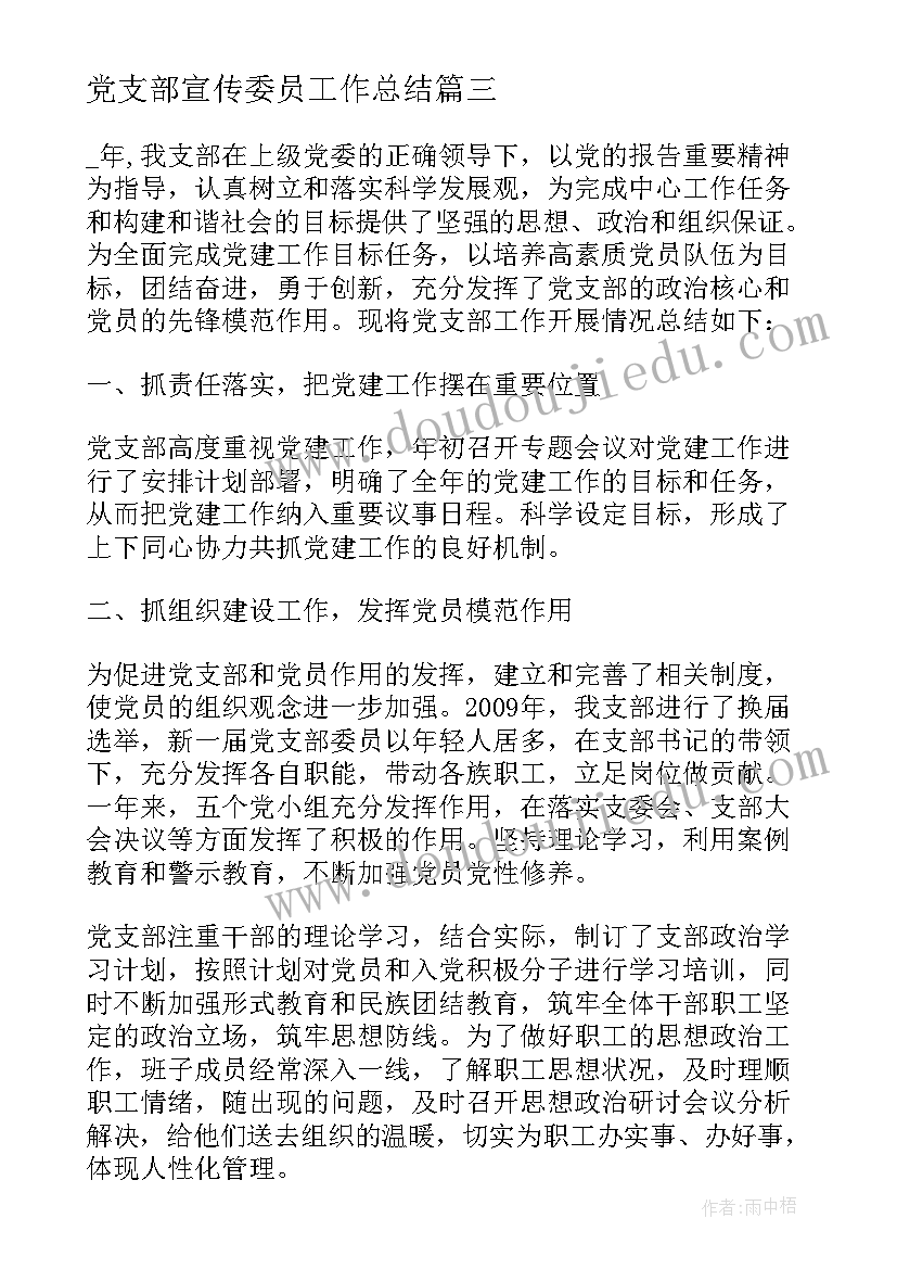 党支部宣传委员工作总结(实用6篇)