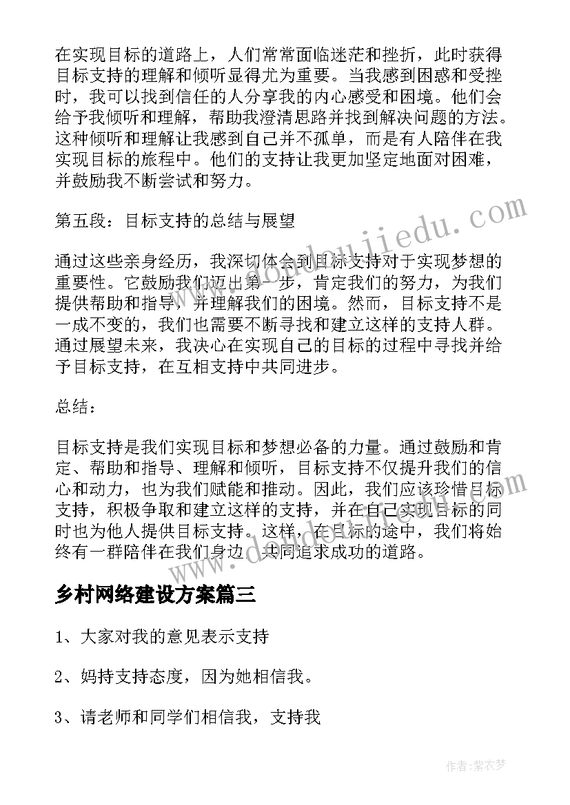 最新乡村网络建设方案 目标支持心得体会(优质8篇)