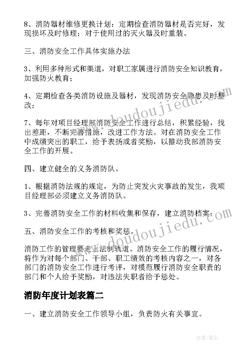 消防年度计划表(大全5篇)