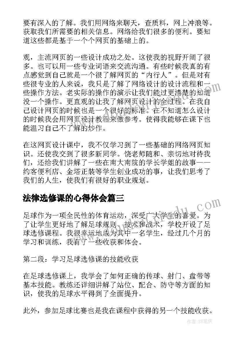 最新法律选修课的心得体会(大全5篇)