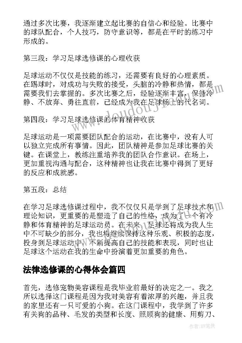 最新法律选修课的心得体会(大全5篇)