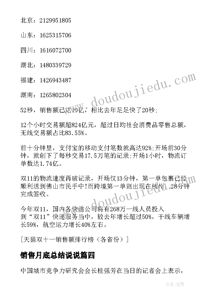 2023年销售月底总结说说(模板5篇)