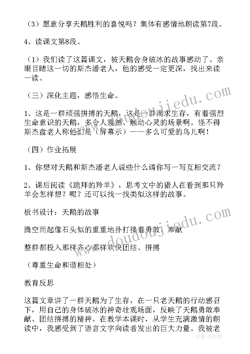 最新天鹅的故事说课稿 天鹅的故事网友来稿(优质5篇)