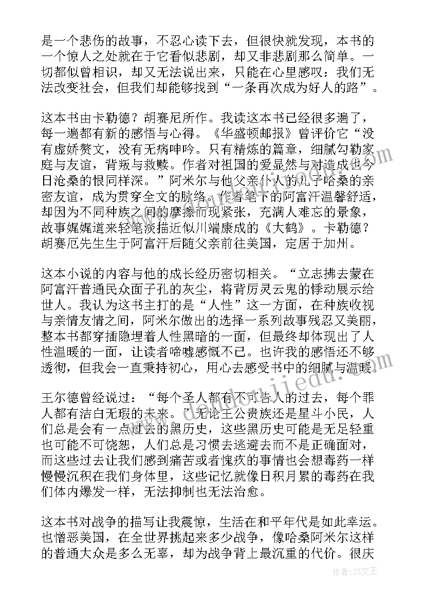 2023年追风筝的人感悟和读后感 追风筝的人读后感悟(实用5篇)