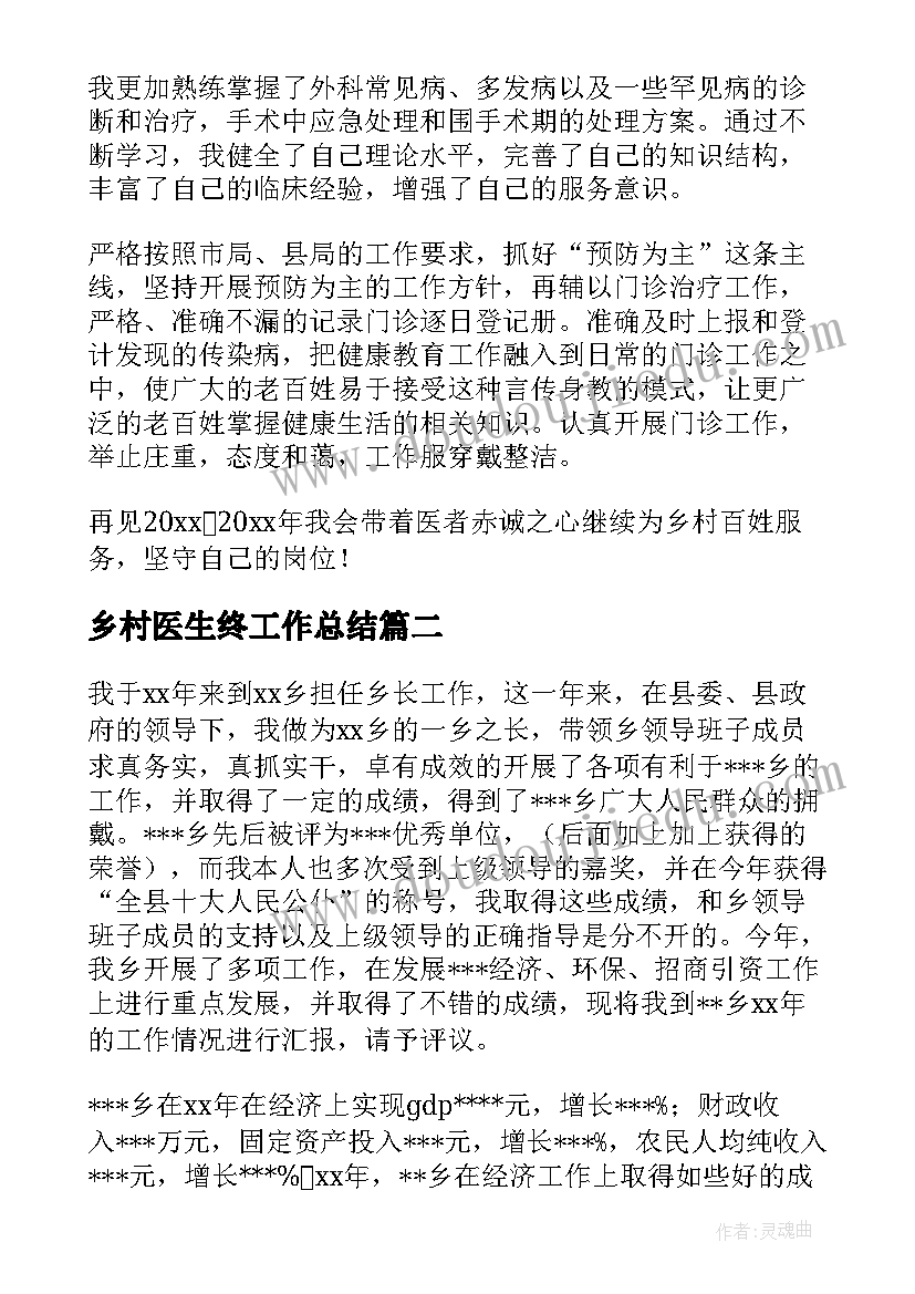 乡村医生终工作总结(大全6篇)