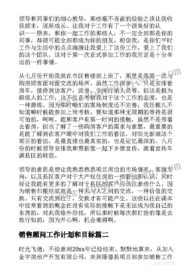 销售顾问工作计划和目标 销售顾问工作计划(实用5篇)