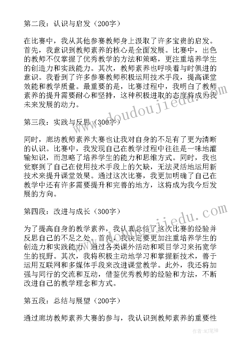 2023年教师素养大赛心得体会(大全5篇)