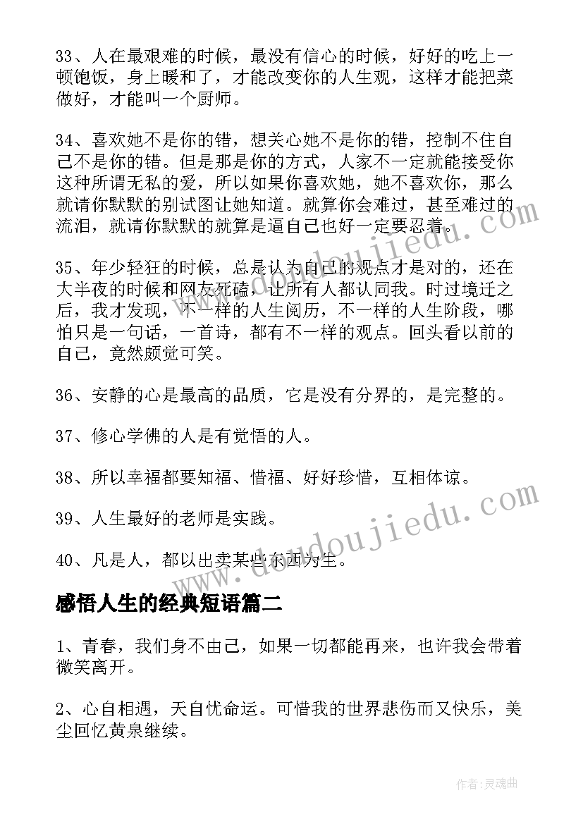 感悟人生的经典短语(通用6篇)