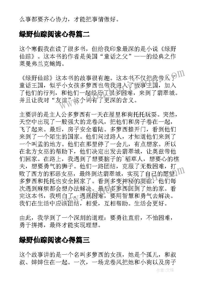 绿野仙踪阅读心得(优质5篇)