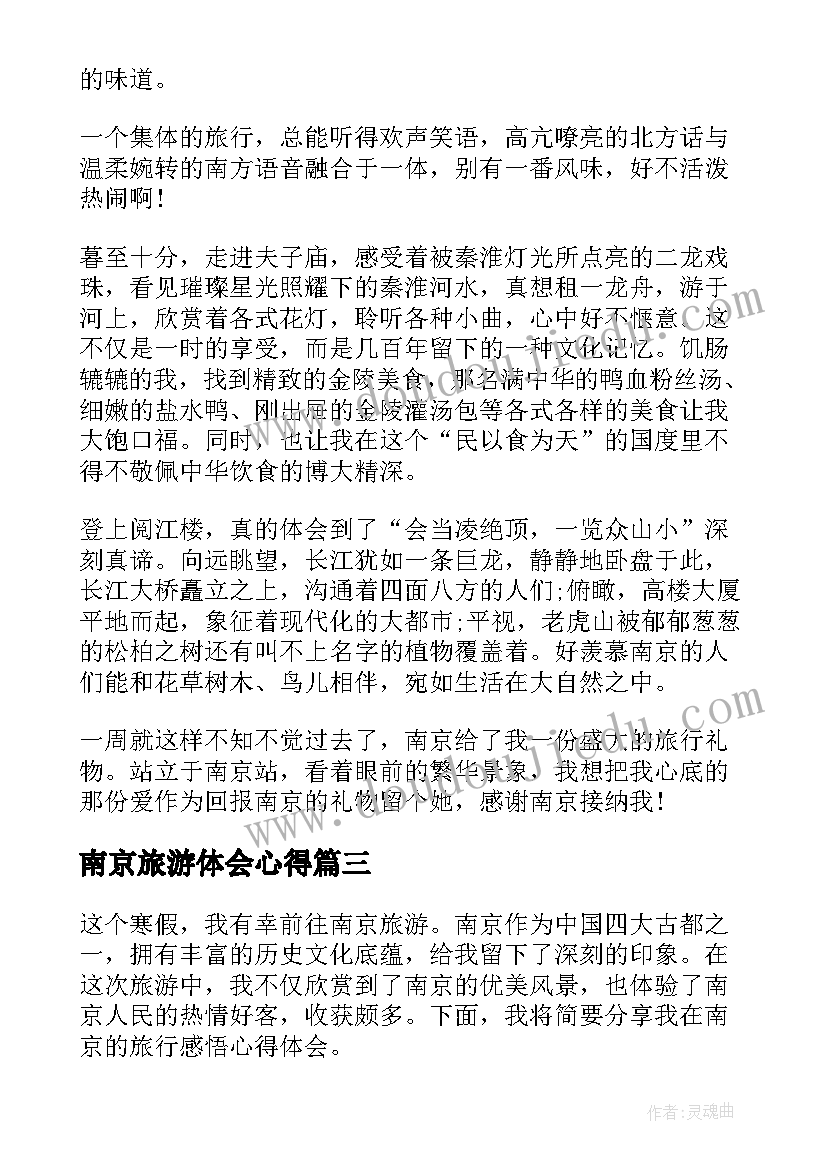 2023年南京旅游体会心得(通用5篇)