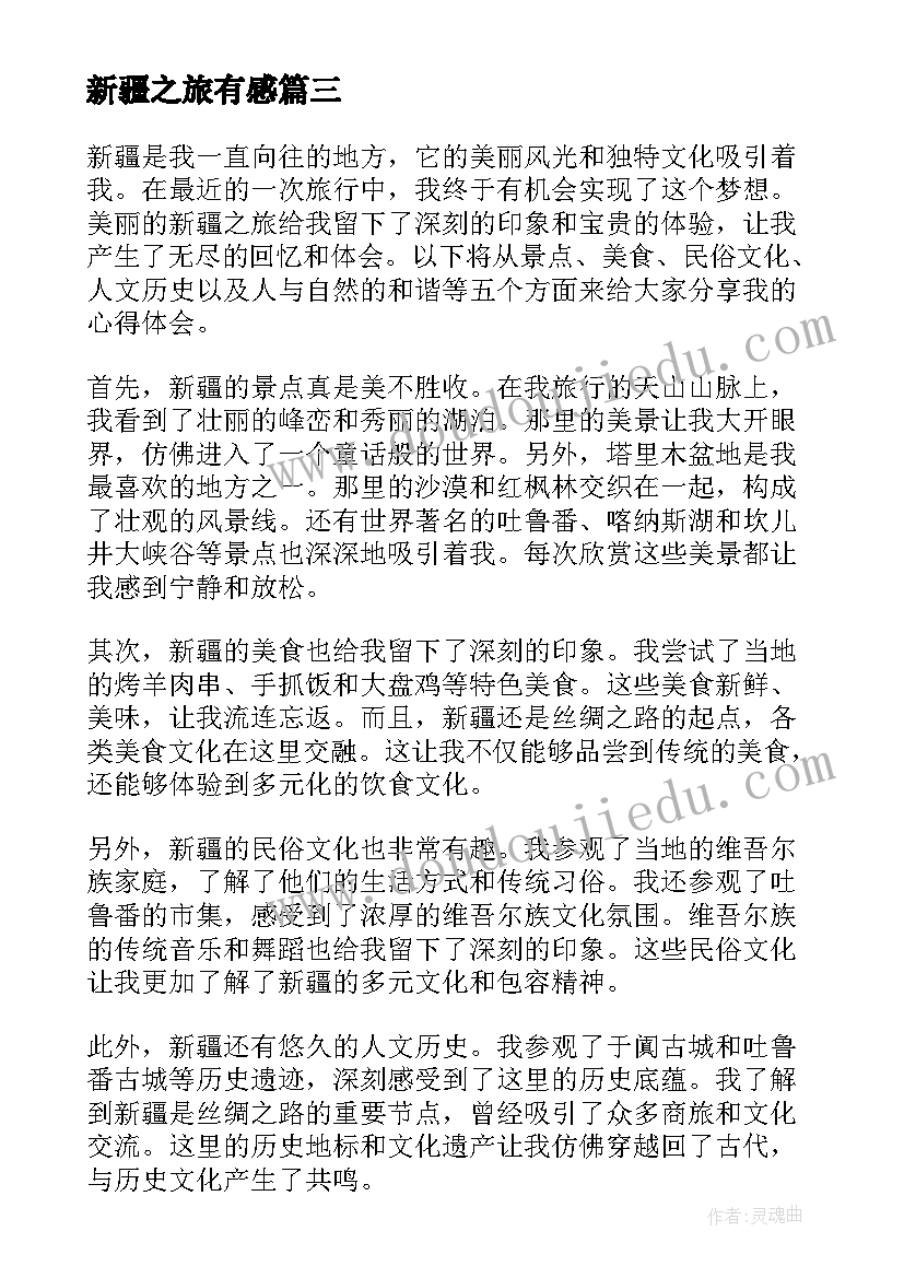 最新新疆之旅有感 新疆考察之旅心得体会(大全5篇)